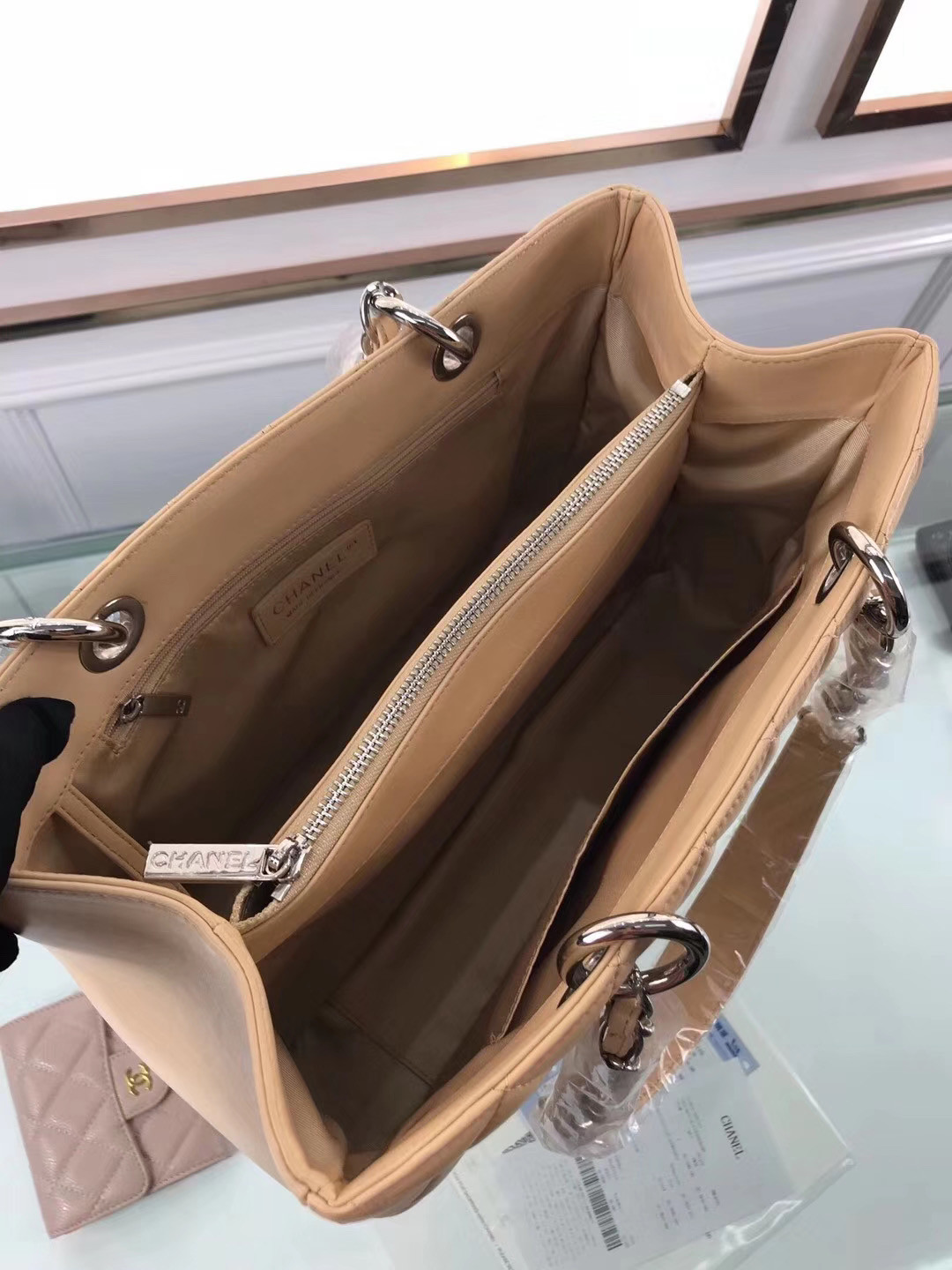 Ch*el gst lambskin leather silver hardware