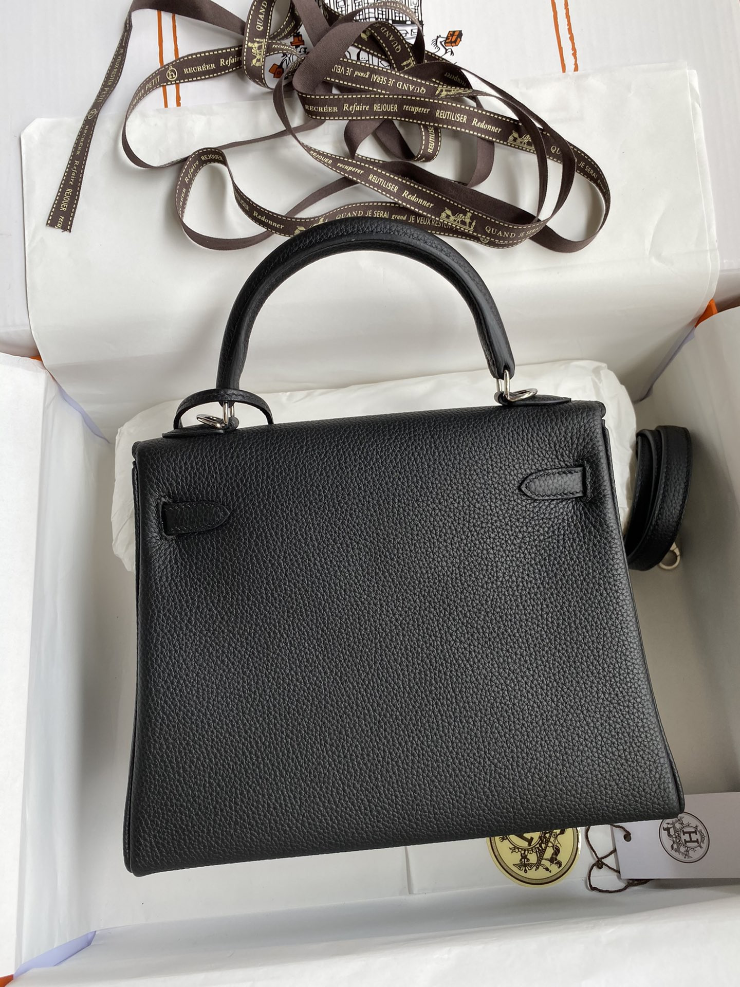 HERMÈS Kelly Silver-tone Hardware 25 28