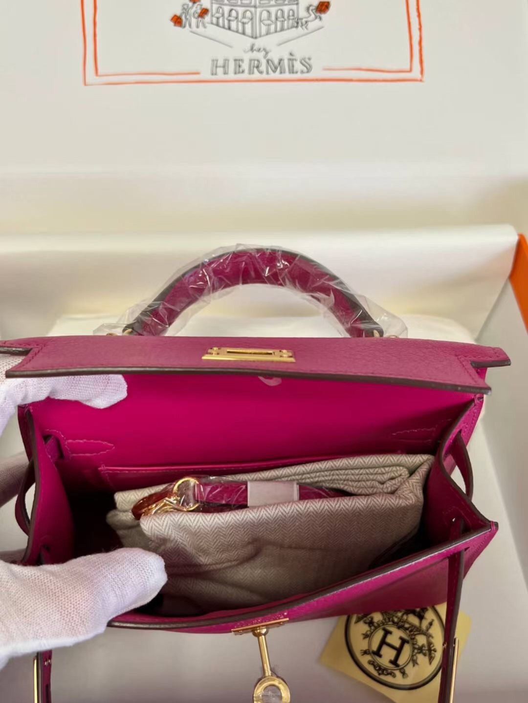 H**me5 mini kelly chèvre 19 19×6×12cm