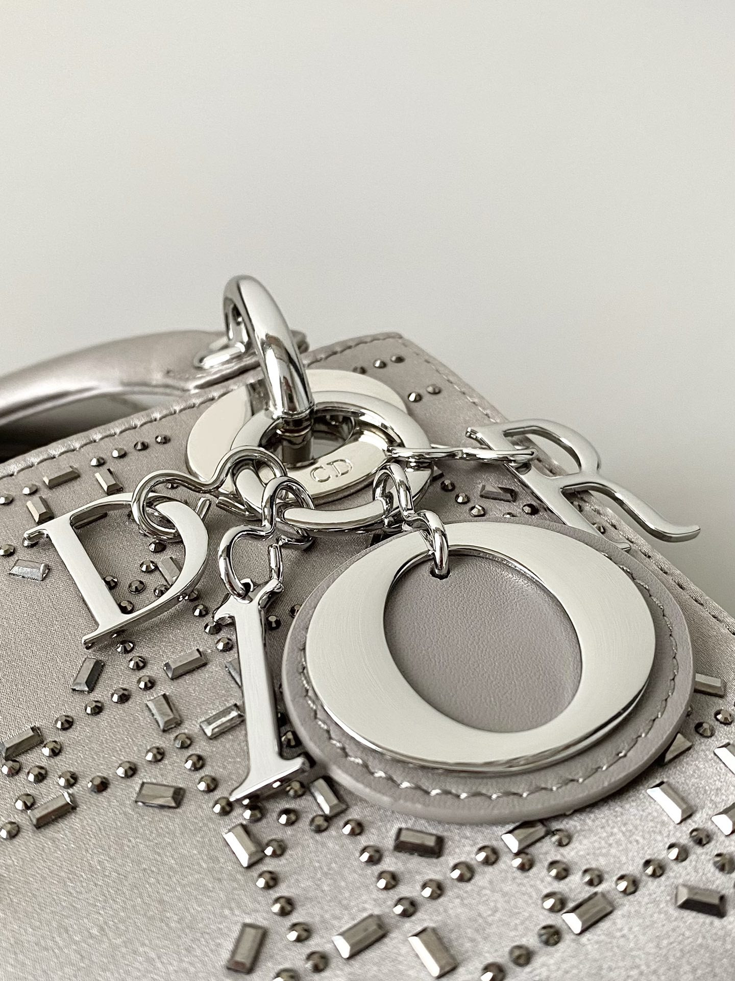 mini lady D*or bag gray 6.5 x 6 x 3 inches