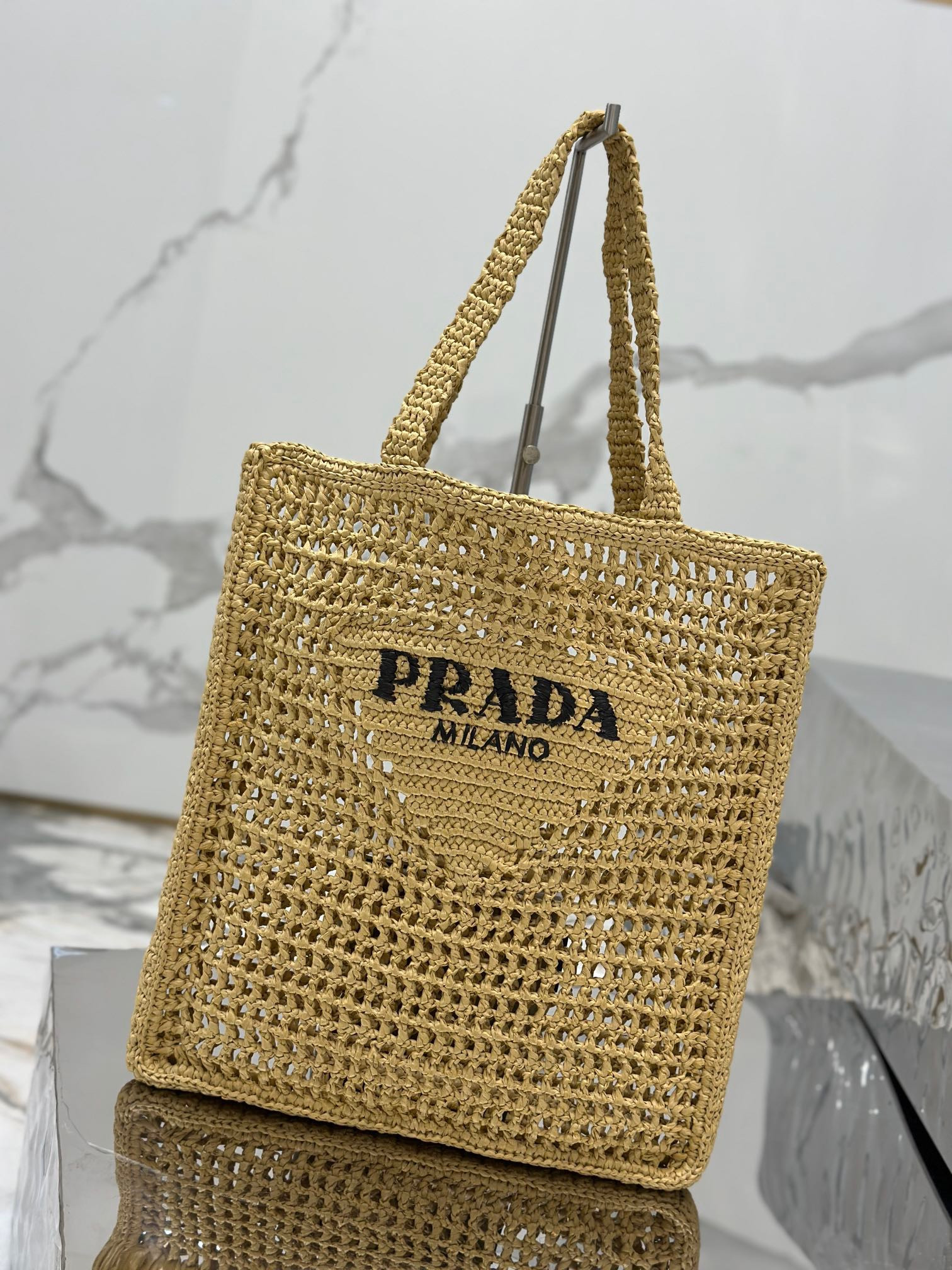 Pra*a crochet tote bag color natural