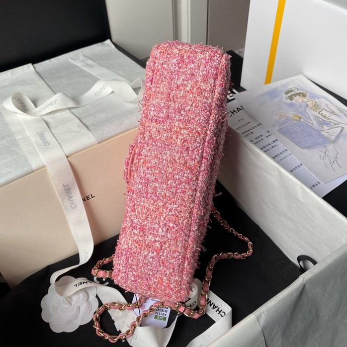 Ch*el classic 11.12 handbag tweed & gold-tone metal 6 × 9.9 × 2.5 in