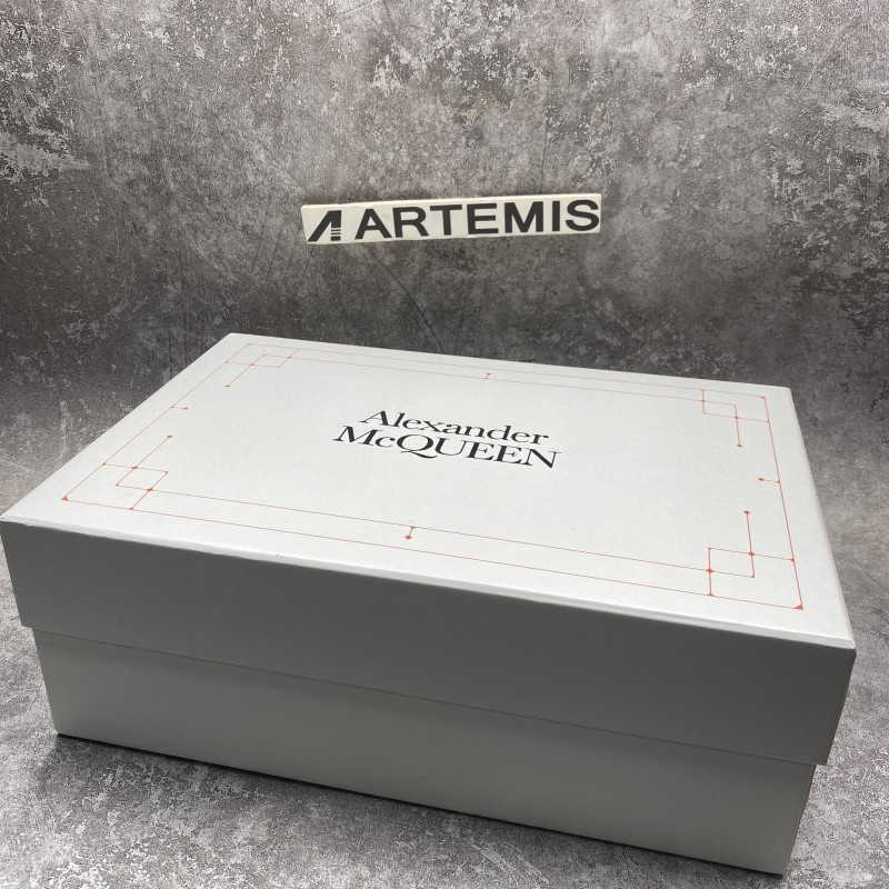 ale*d*r M*Q*en tread slick high lace up boot black white