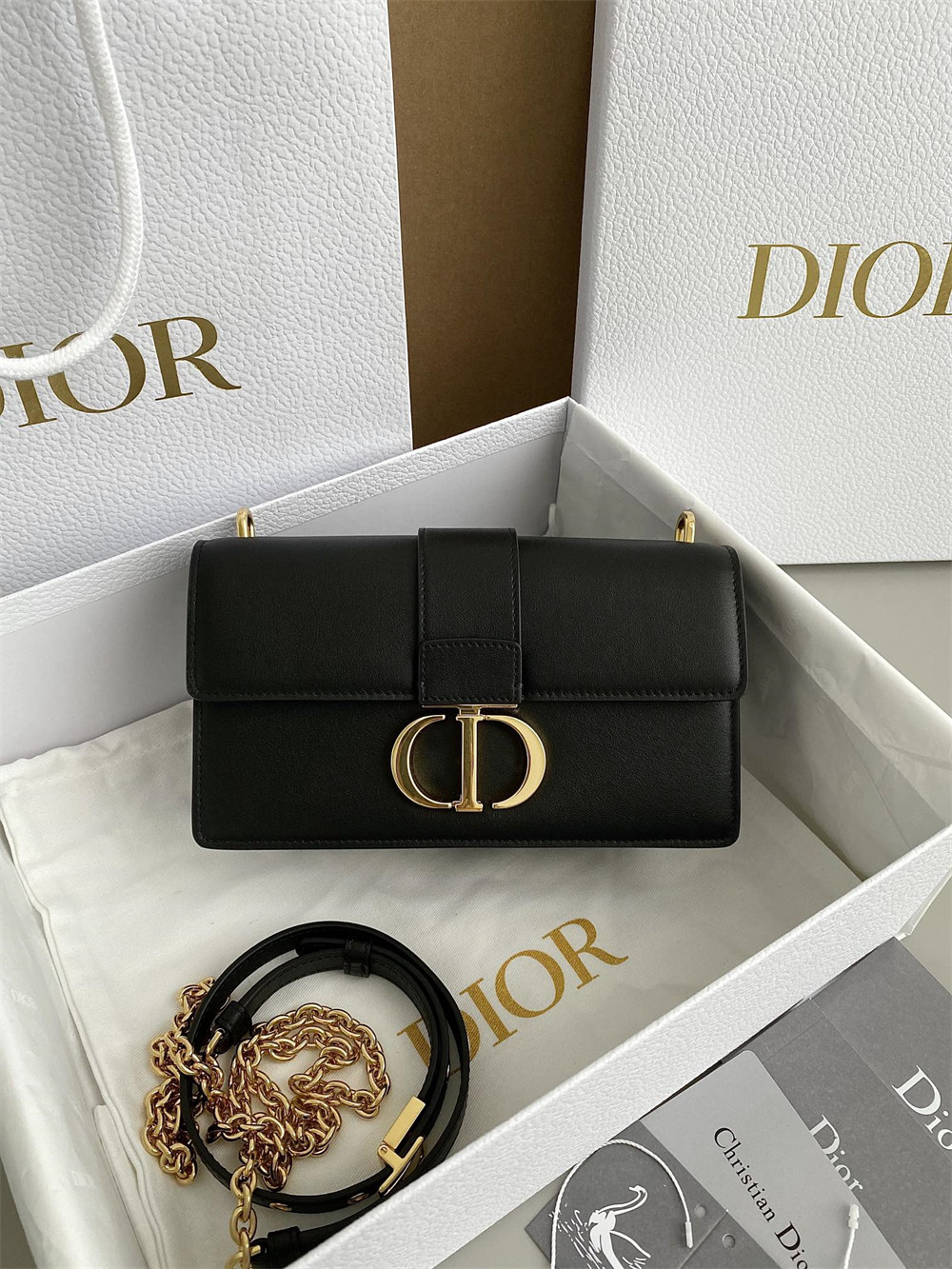 D*or 30 montaigne east-west bag with chain 21 x 12 x 6 cm / 8.5 x 4.5 x 2.5 inches