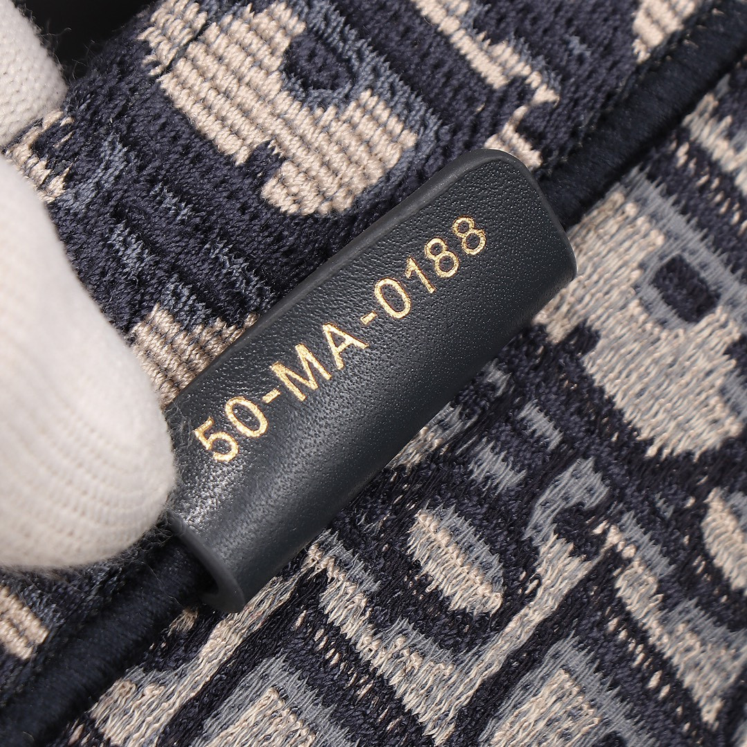 large D*or book tote ecru and blue D*or oblique embroidery 16.5 x 14 x 7.5 inches