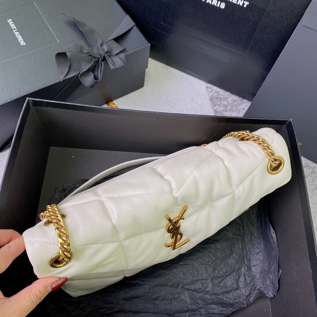 Y*L puffer small in nappa leather white 11.4 x 6.6 x 4.3 inches