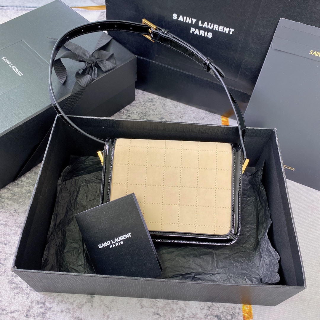 y*l solferino small satchel in box Sa**t Lau*nt 7.4 x 5.1 x 1.9 inches