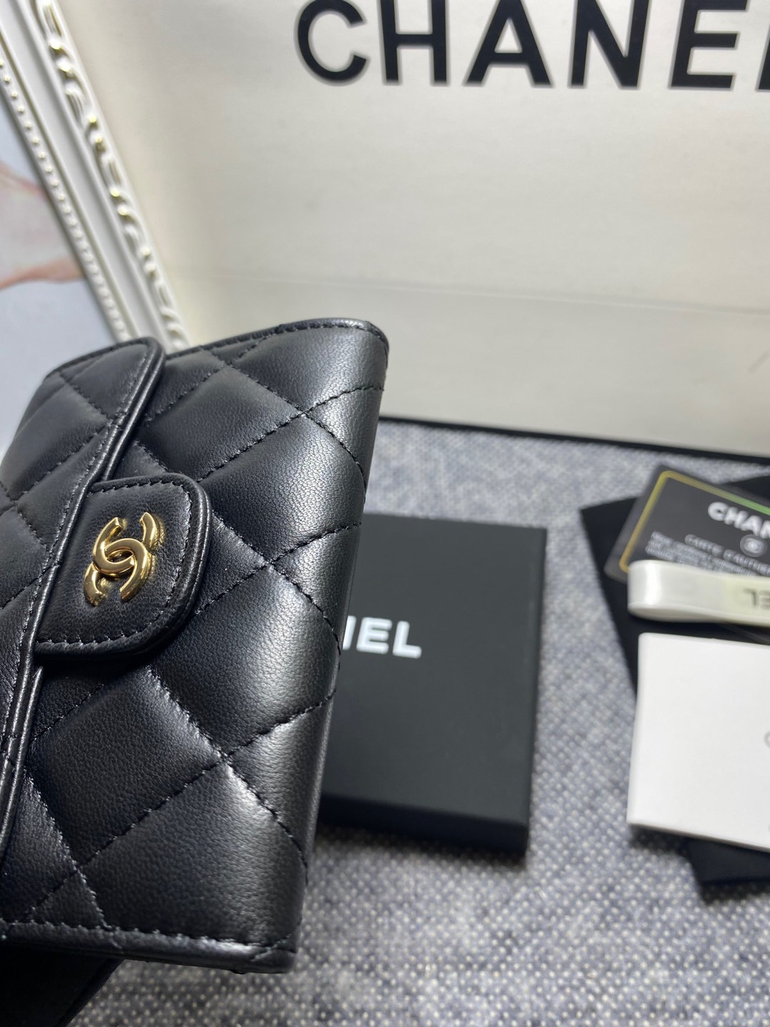 Ch*el flap wallet 12 x 8.5cm