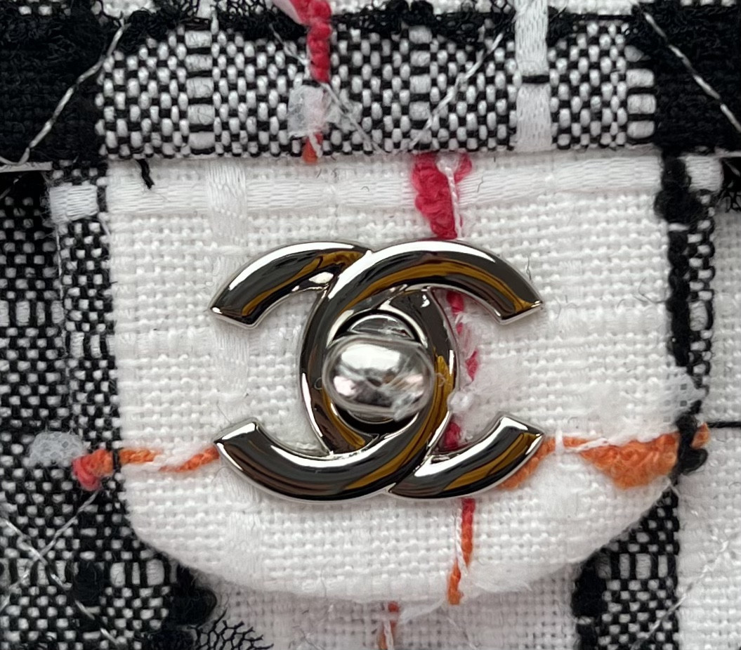 Ch*el classic 11.12 handbag tweed & silver-tone metal 6 × 9.9 × 2.5 in