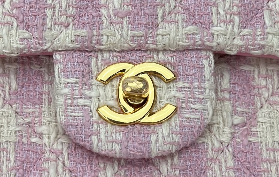 Ch*el classic 11.12 handbag tweed & gold-tone metal   6 × 9.9 × 2.5 in