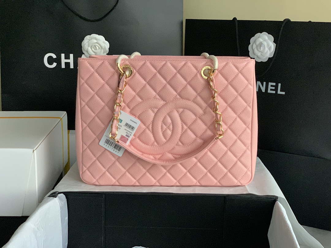 Ch*el gst caviar leather hardware 24x33x13cm