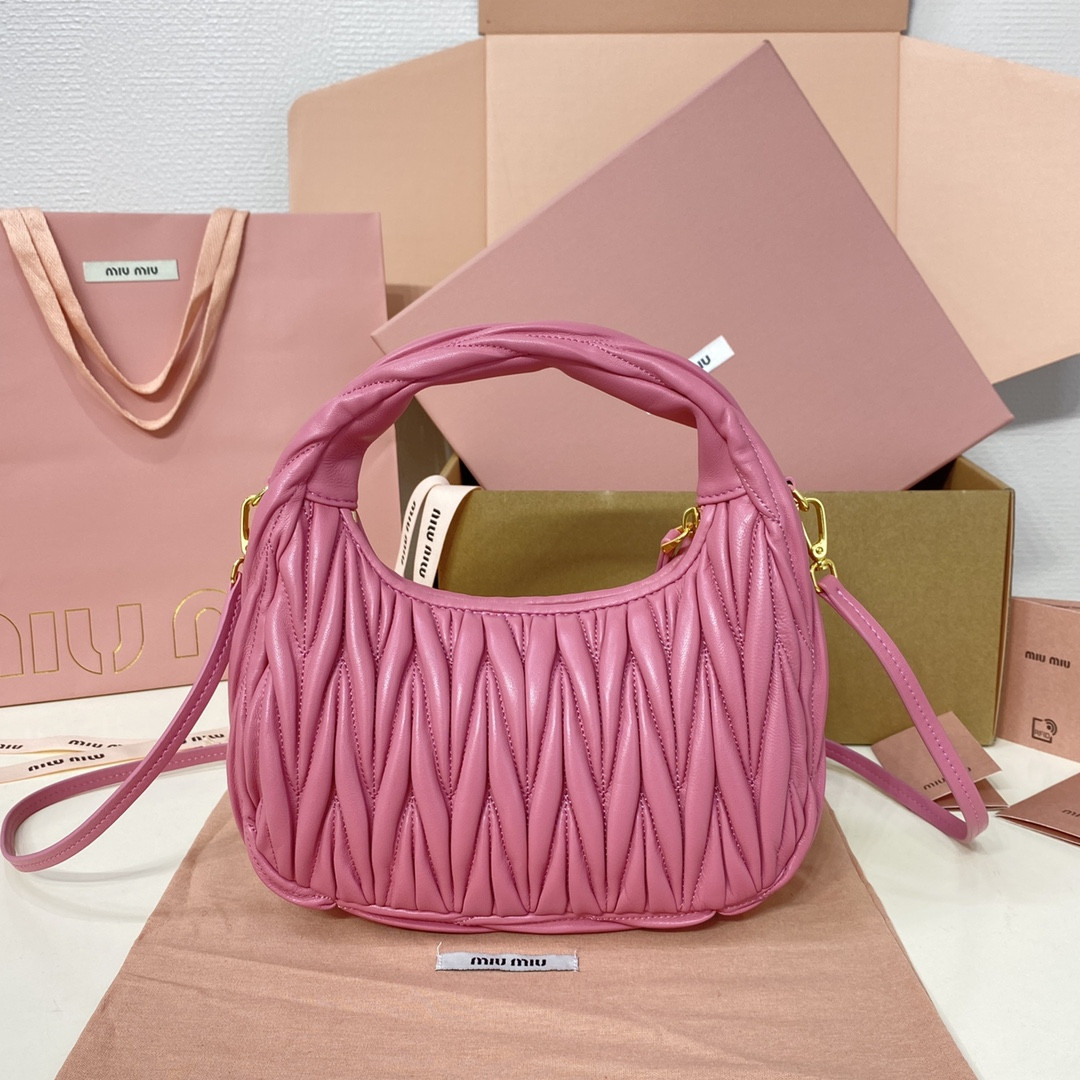 Miu Miu Wander matelassé nappa leather hobo bag 17x20x6cm