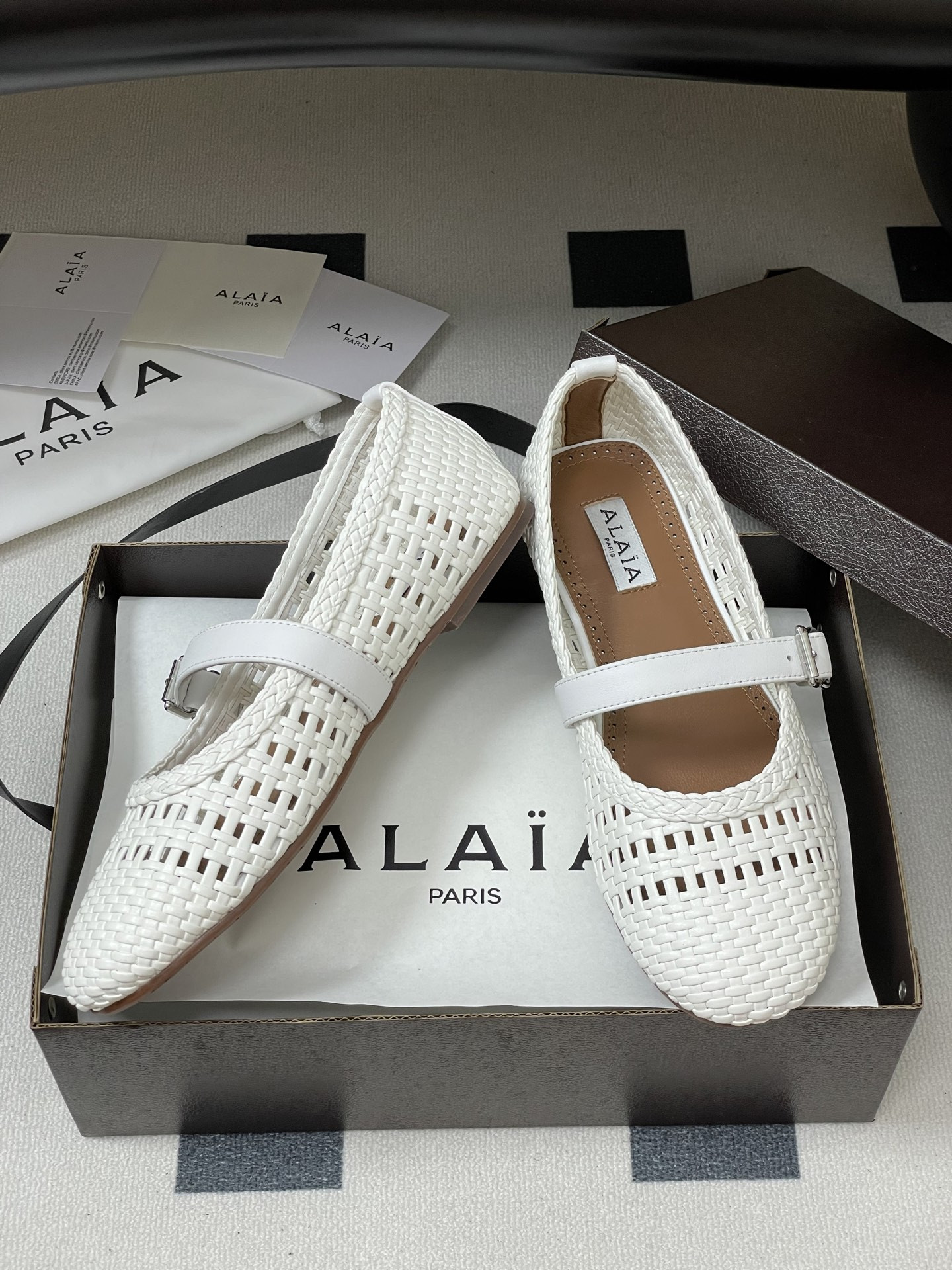 UA Alaïa Hollow Woven Mary Jane Flats(Customized Size 7-10 days production time)