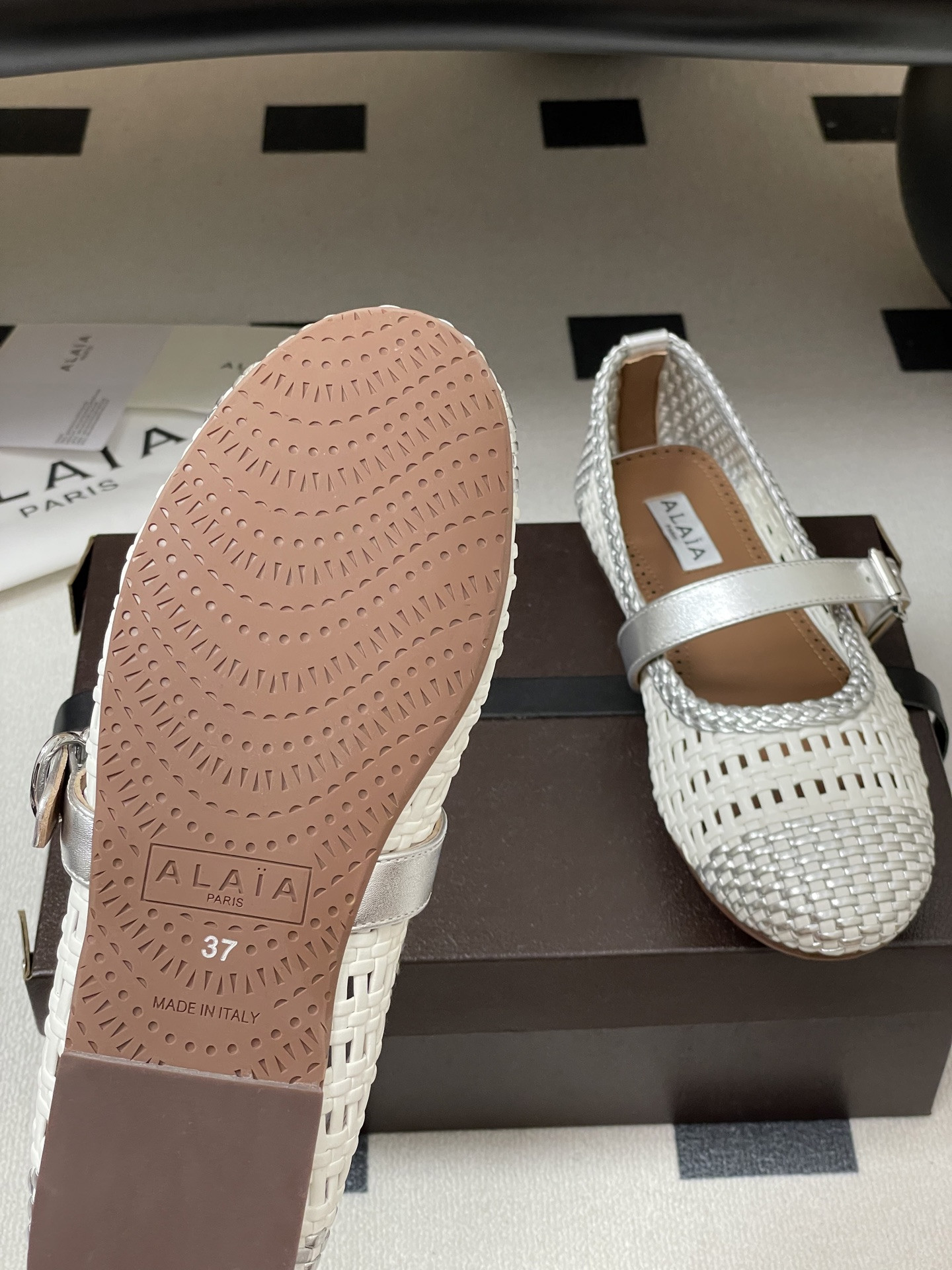 UA Alaïa Hollow Woven Mary Jane Flats(Customized Size 7-10 days production time)